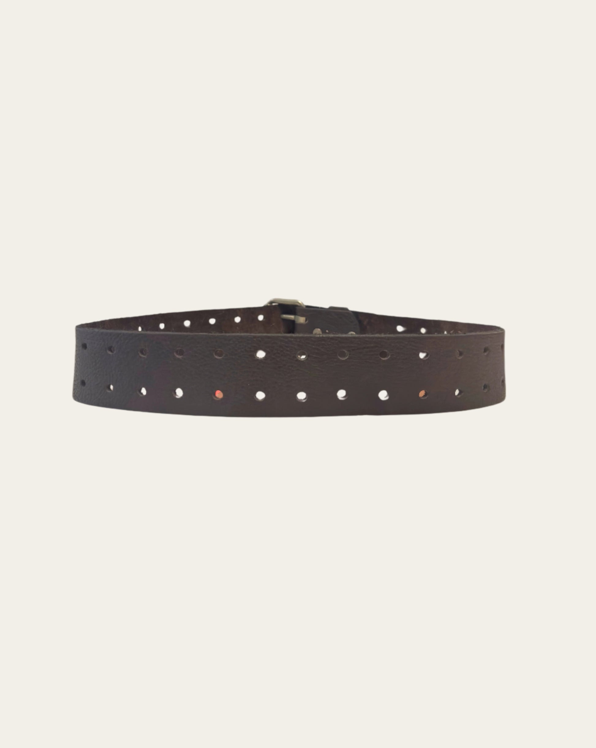 Dark Brown Leather Belt with Double Holes