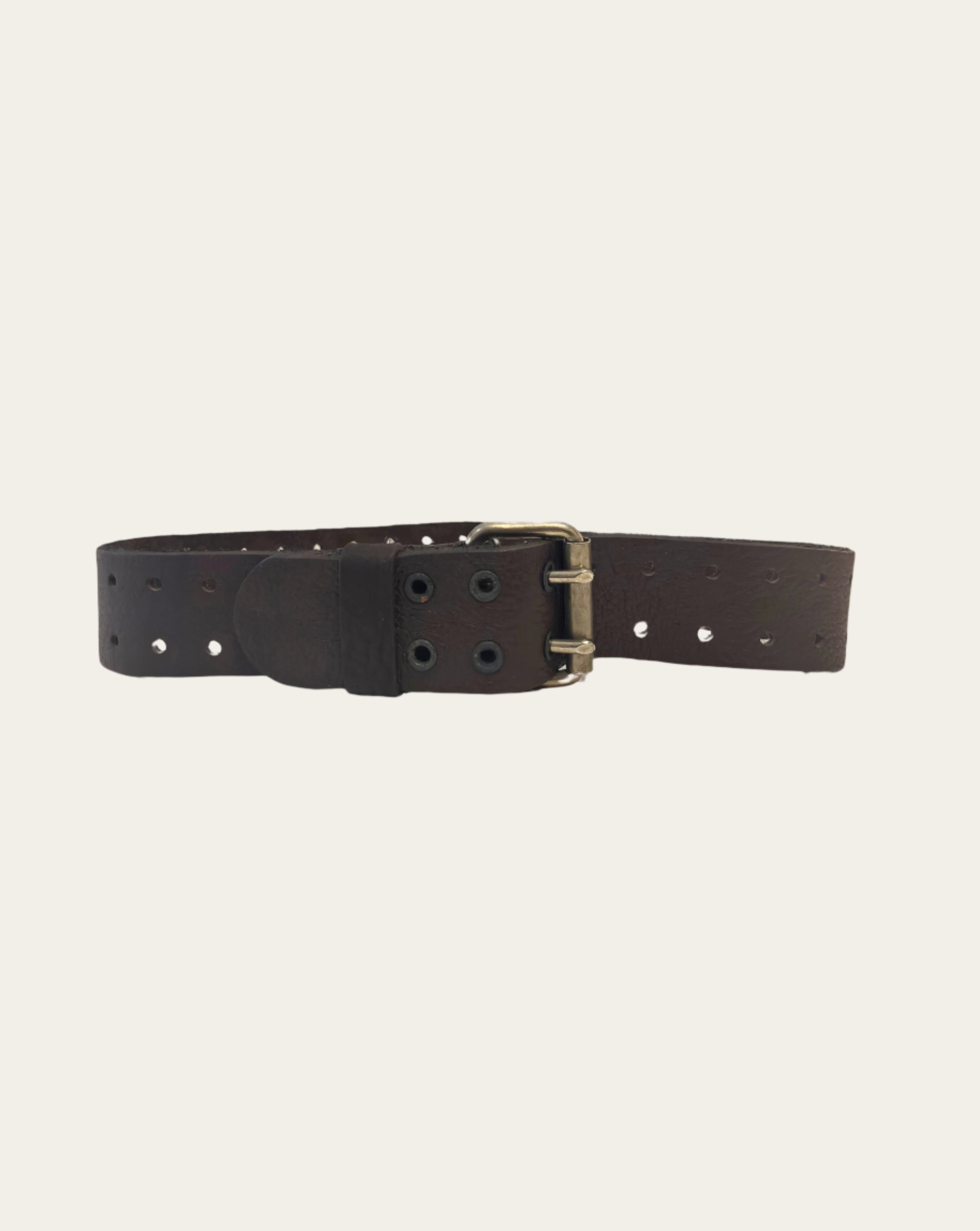 Dark Brown Leather Belt with Double Holes