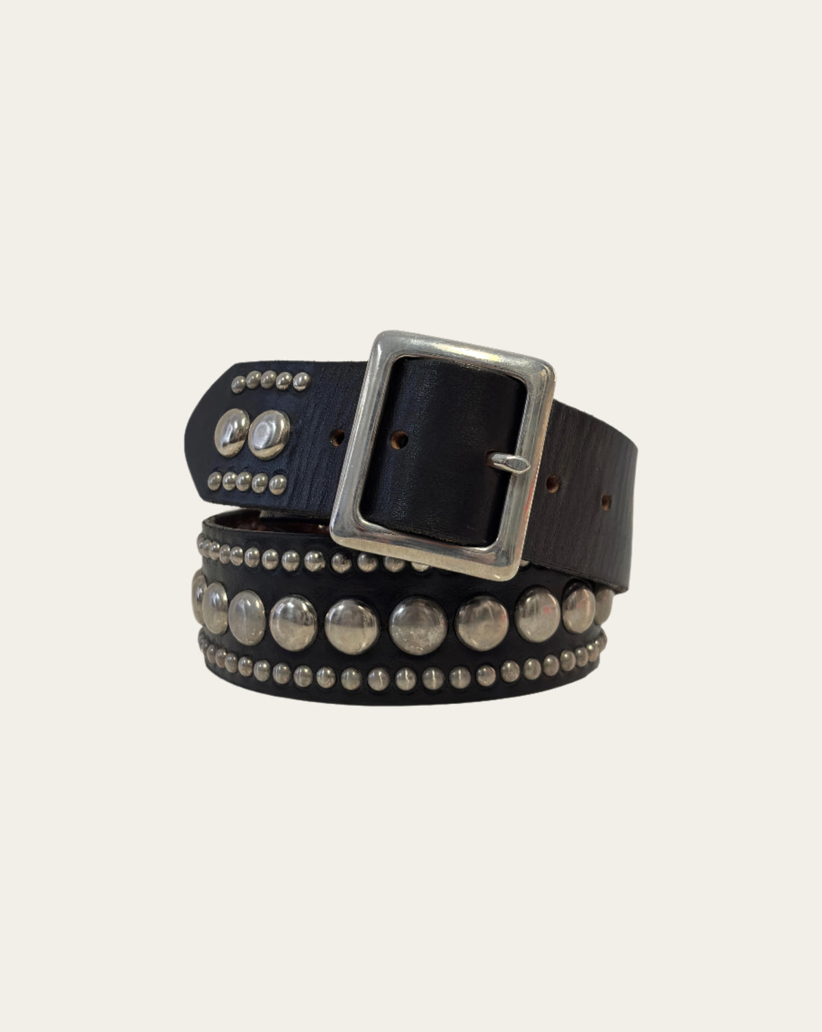 Black Leather Studded Belt