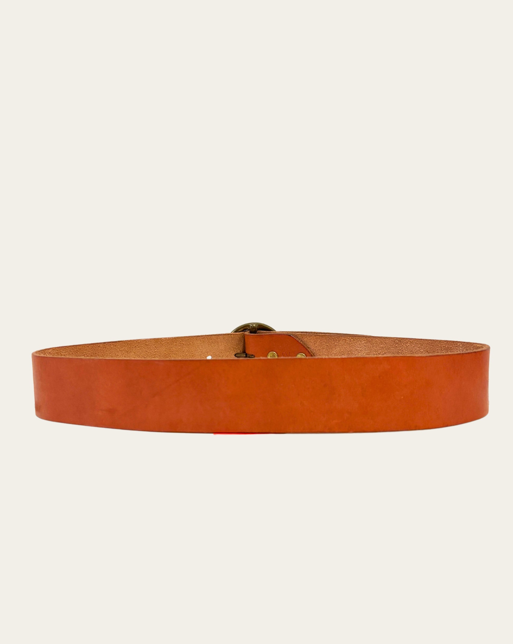 Honey Leather Belt with Circle Brass Buckle
