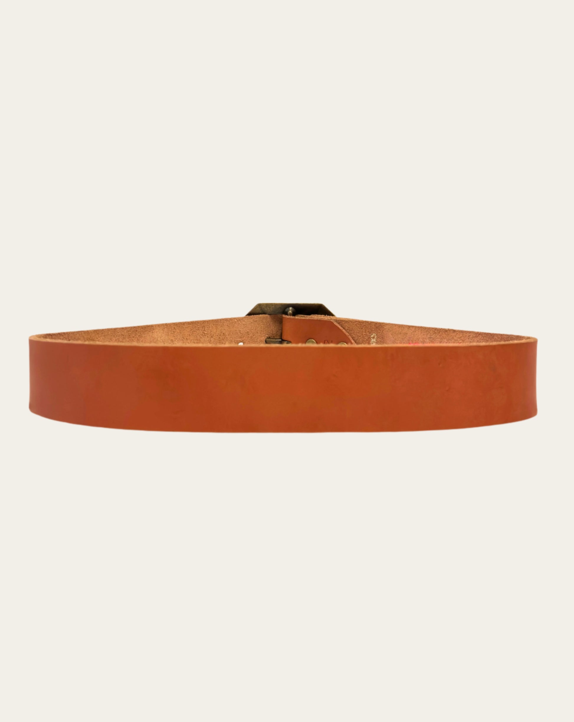 Honey Leather Belt with Octagonal Brass Buckle