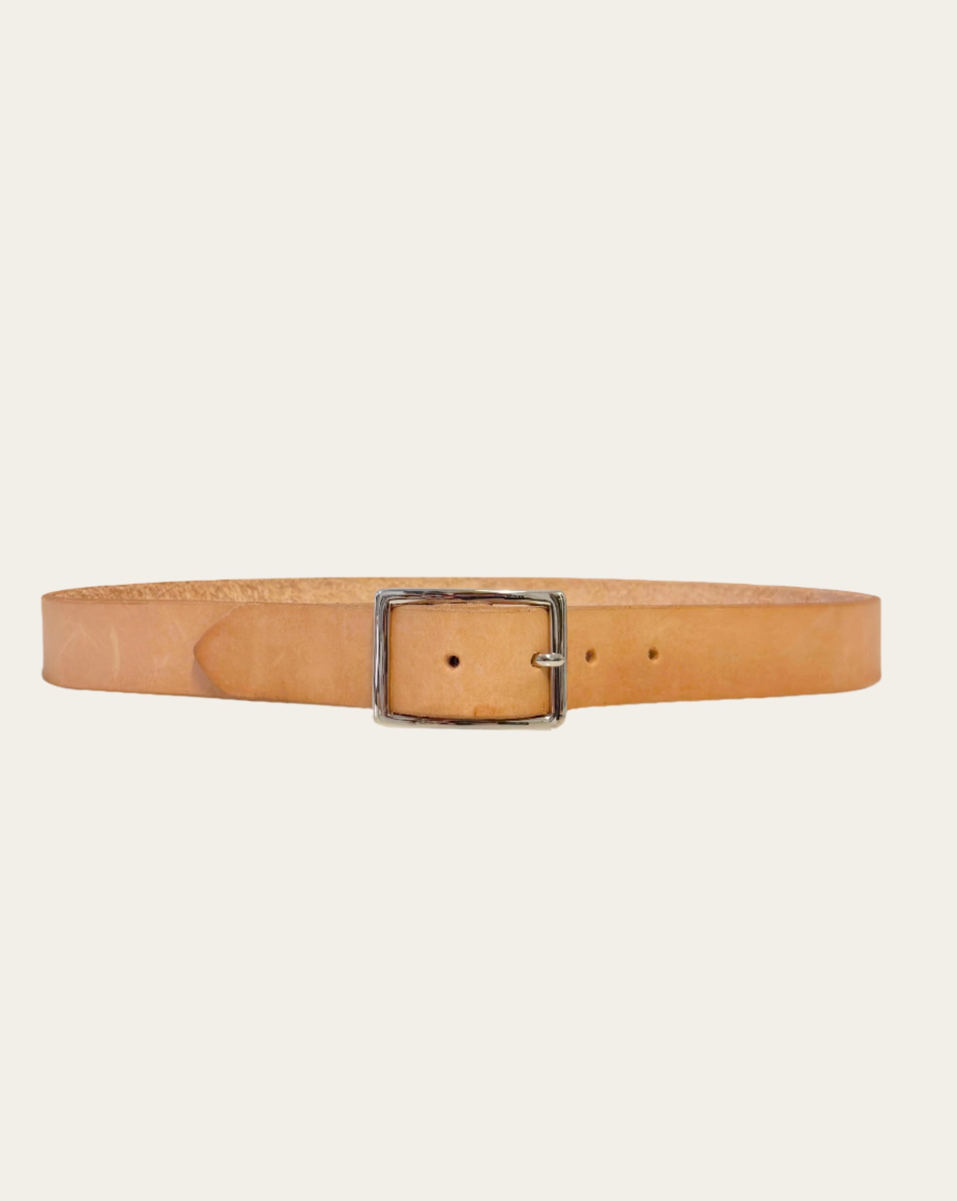 Natural Veggie Tan Leather Belt with Nickel Buckle