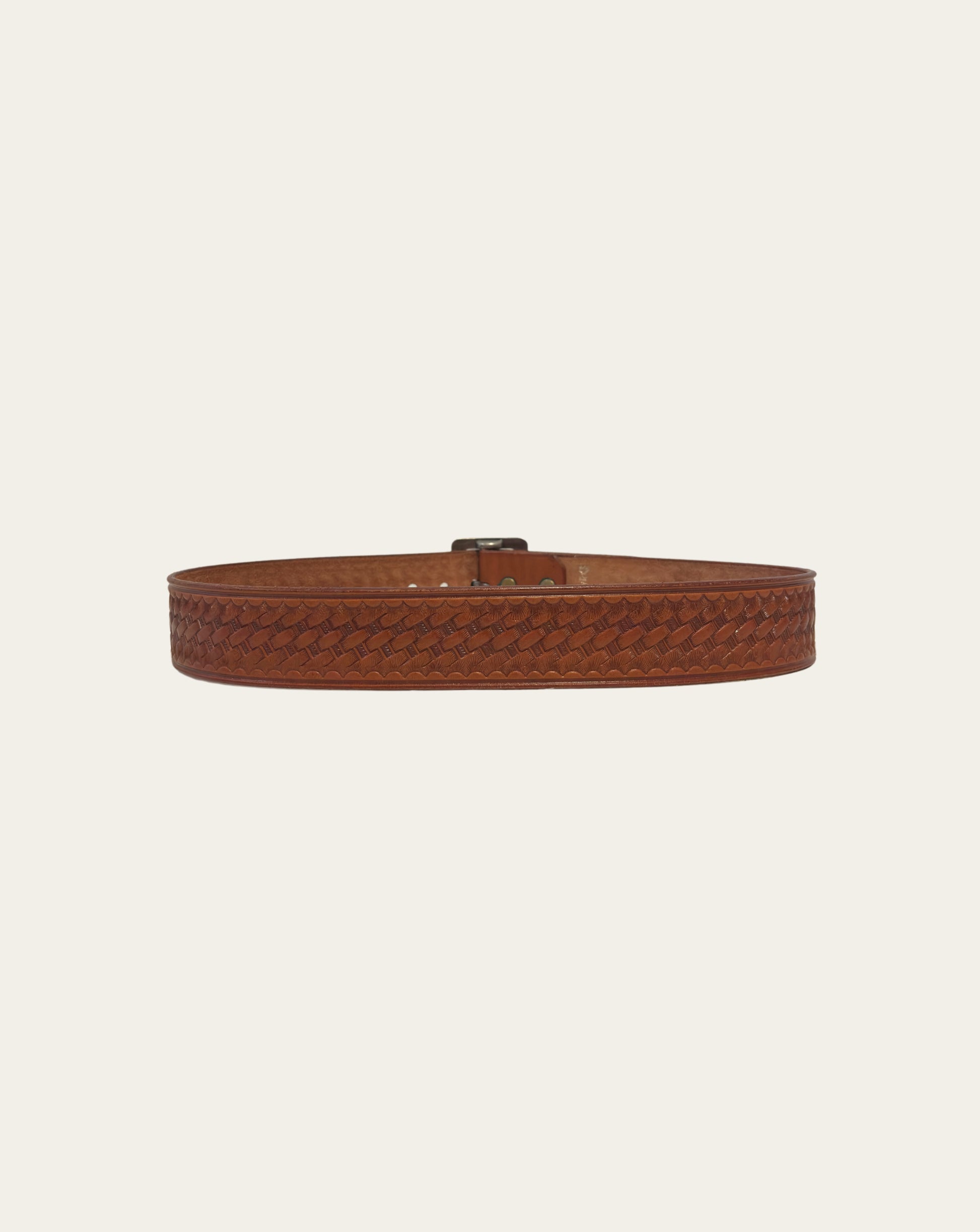 Light Brown Embossed Braided Leather Belt