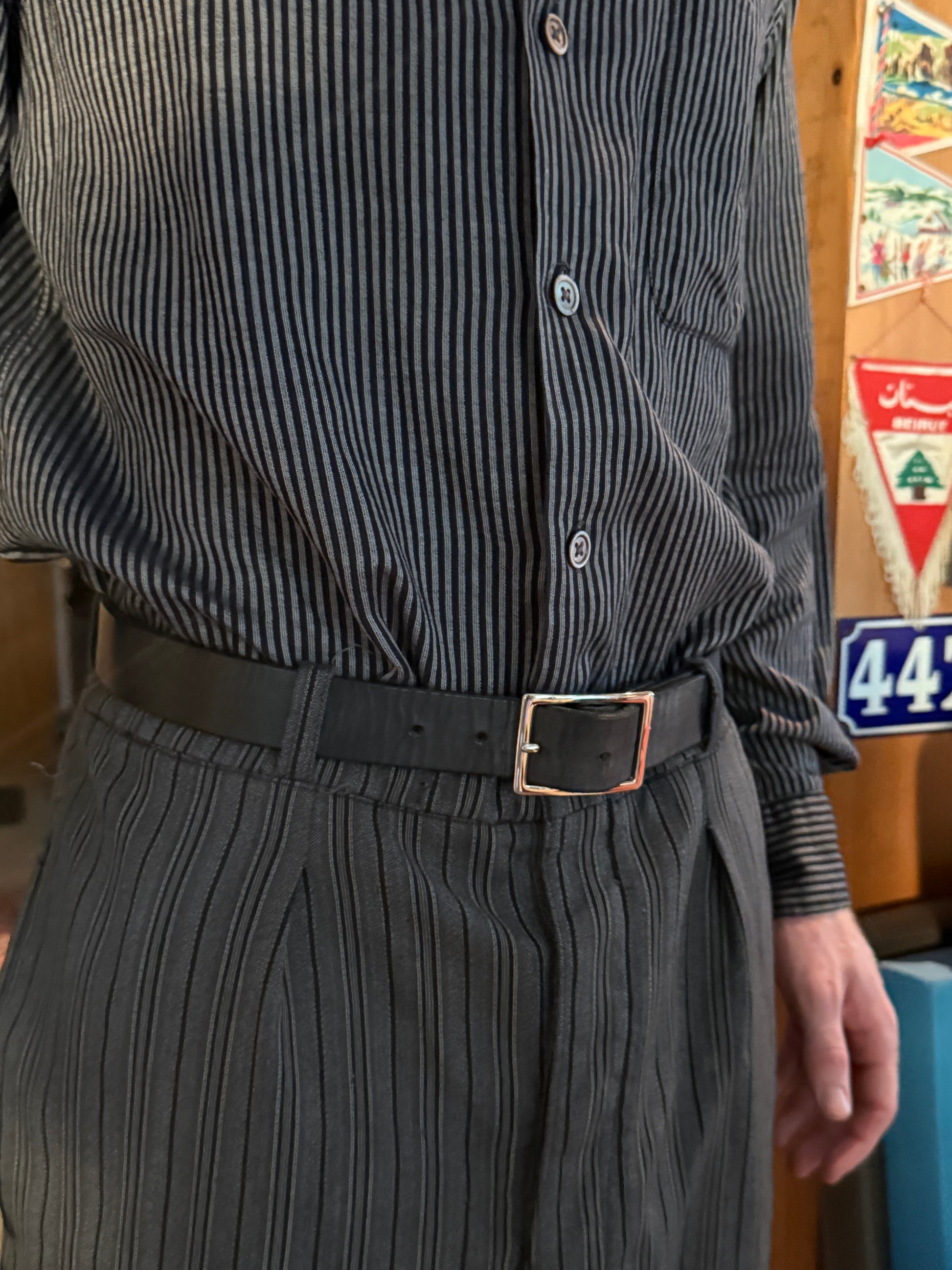 Black Signature Belt with Nickel Buckle