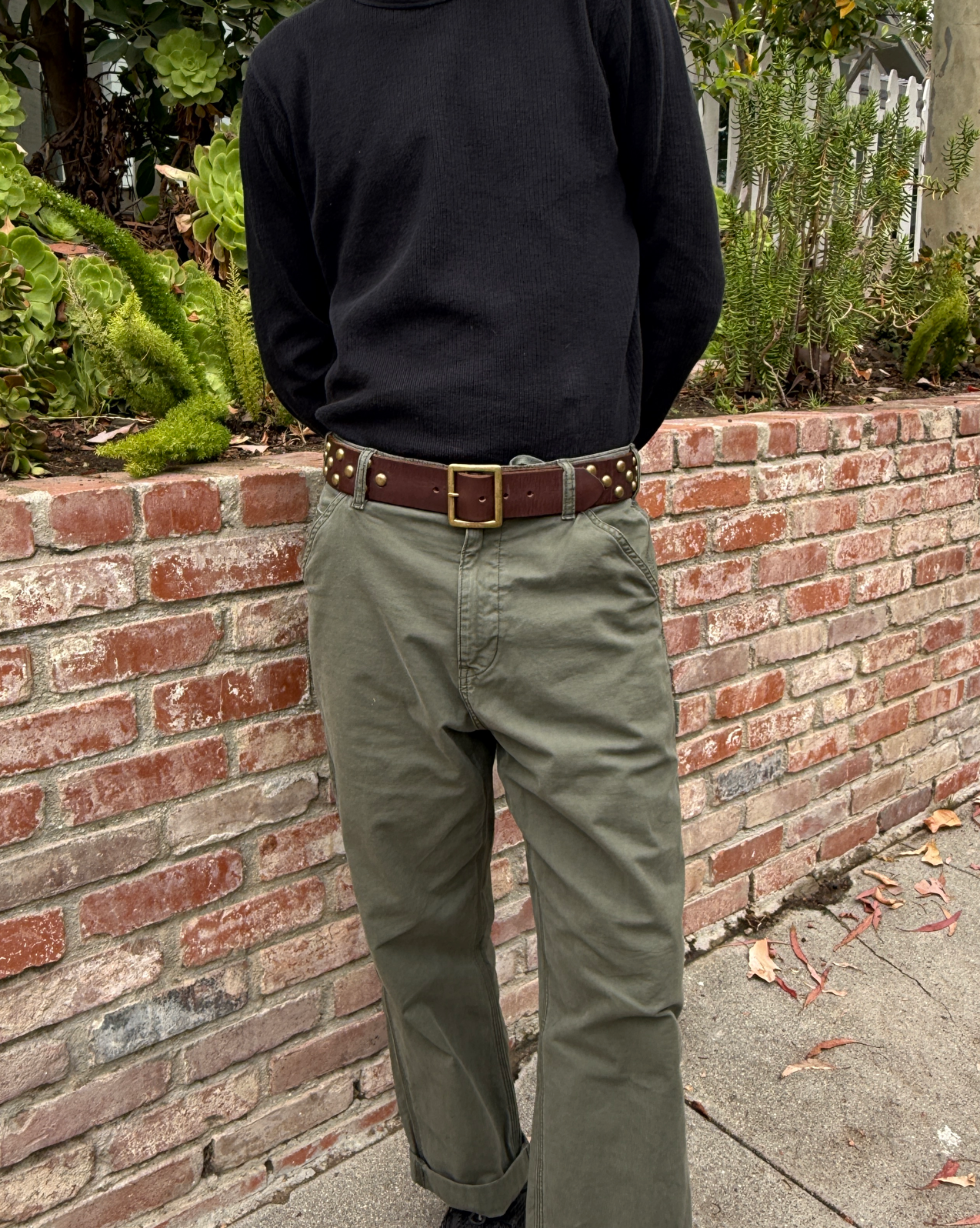 Brown Leather Studded Belt
