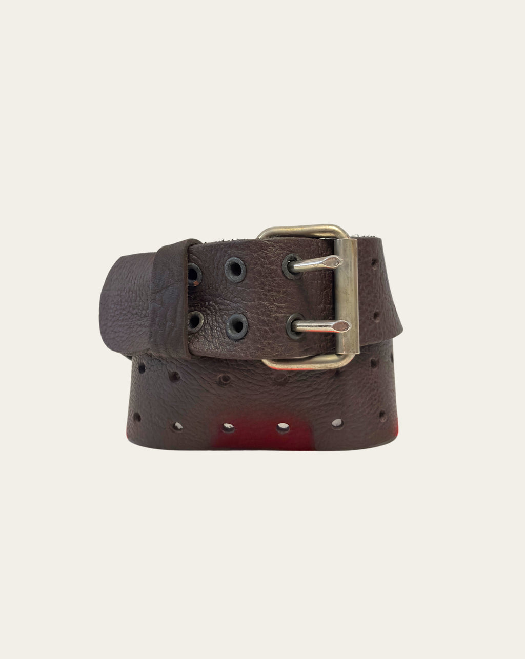 Dark Brown Leather Belt with Double Holes