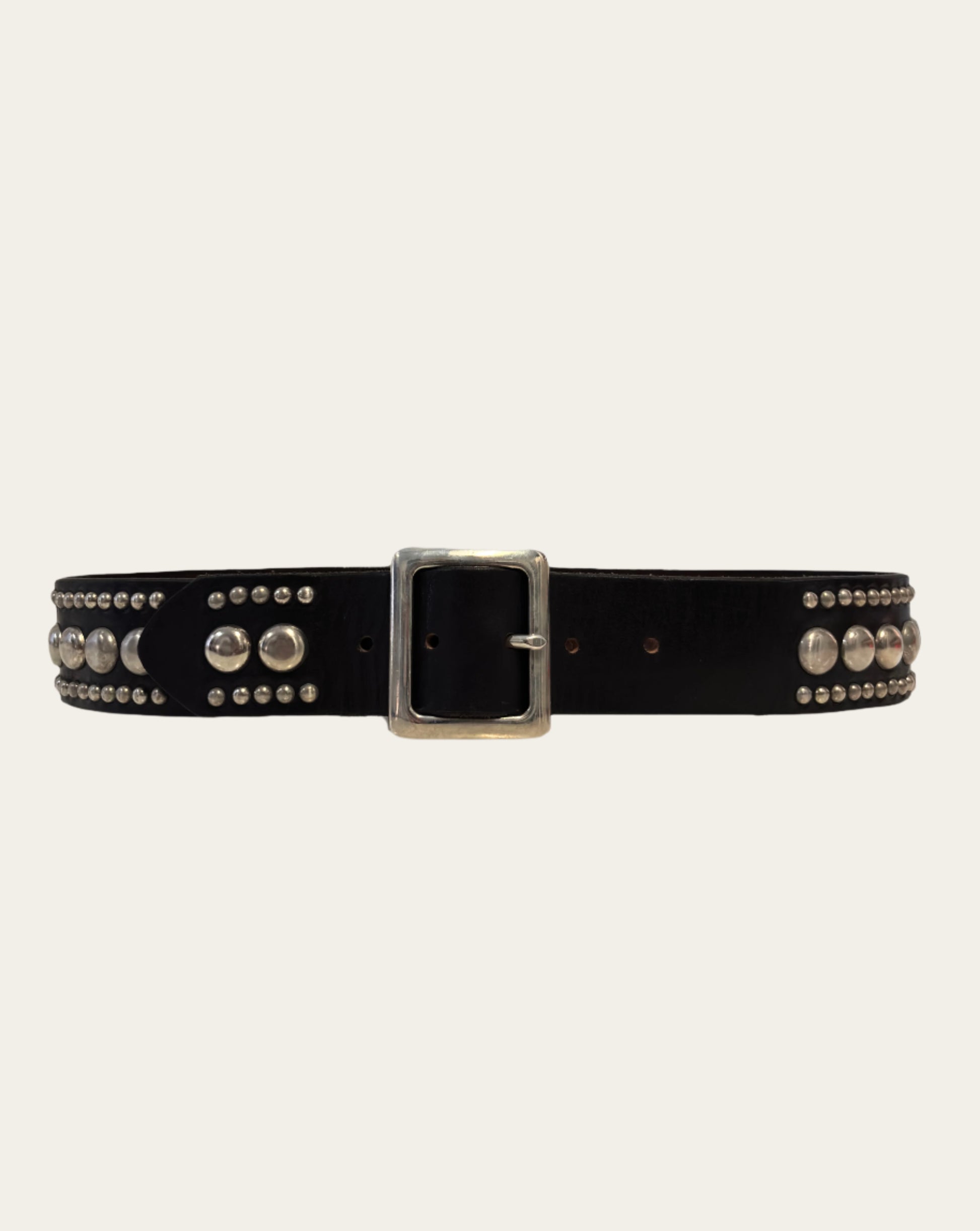 Black Leather Studded Belt