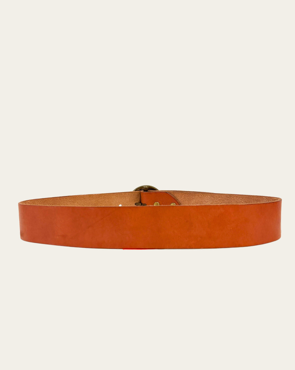 Honey Leather Belt with Circle Brass Buckle
