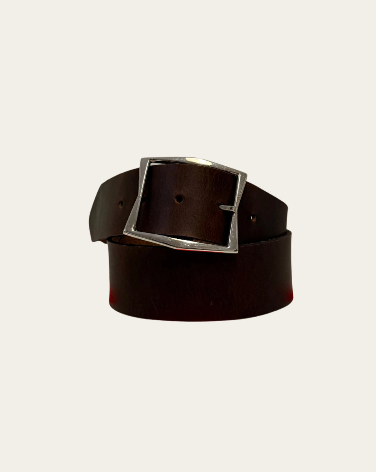 Brown Leather Belt with Geometric Buckle