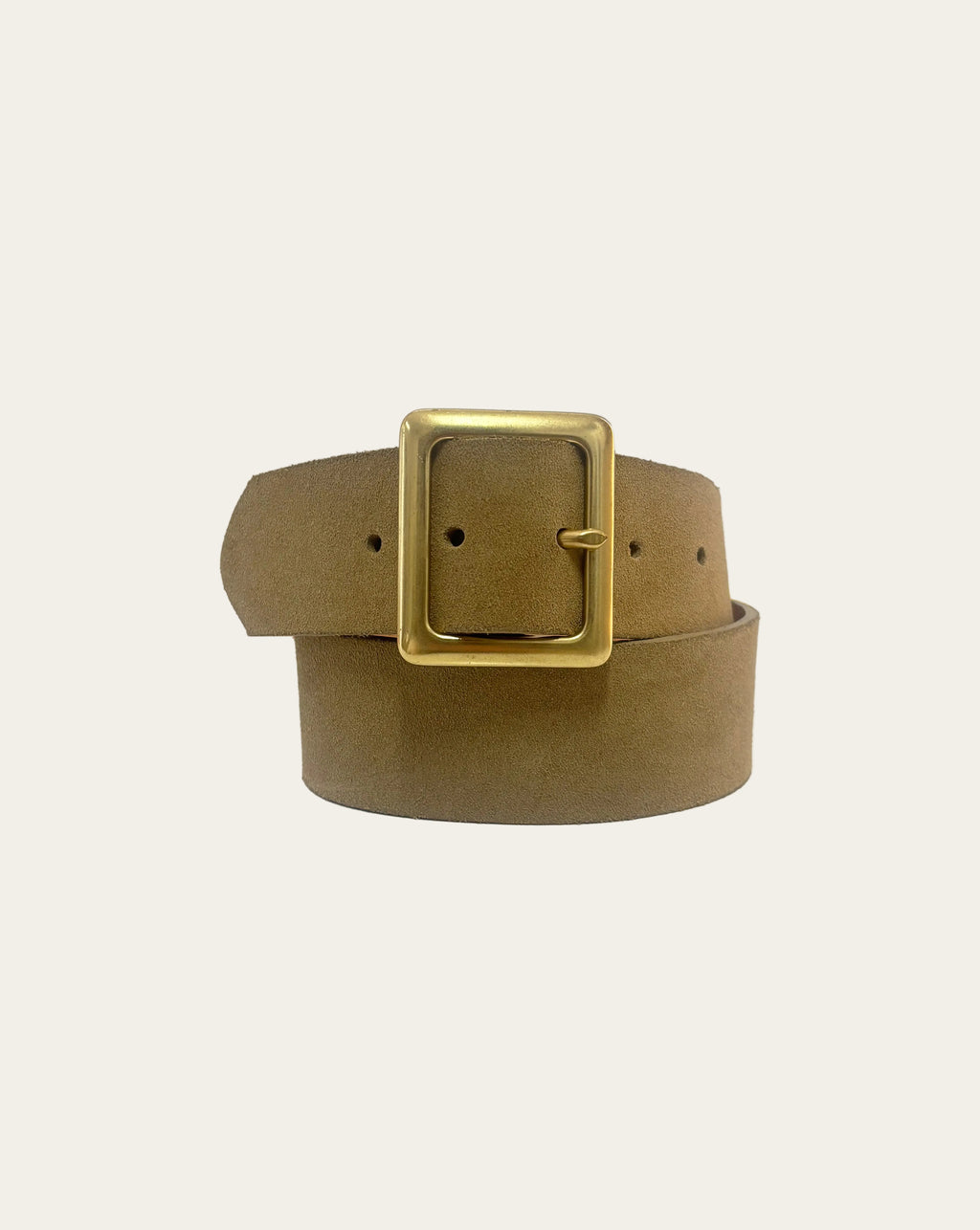 Rawhide Leather Belt with Brass Buckle