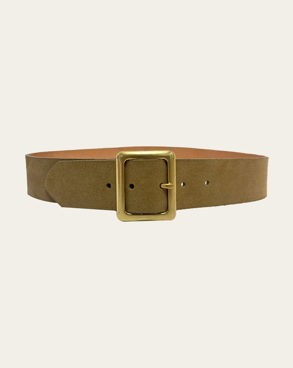 Rawhide Leather Belt with Brass Buckle