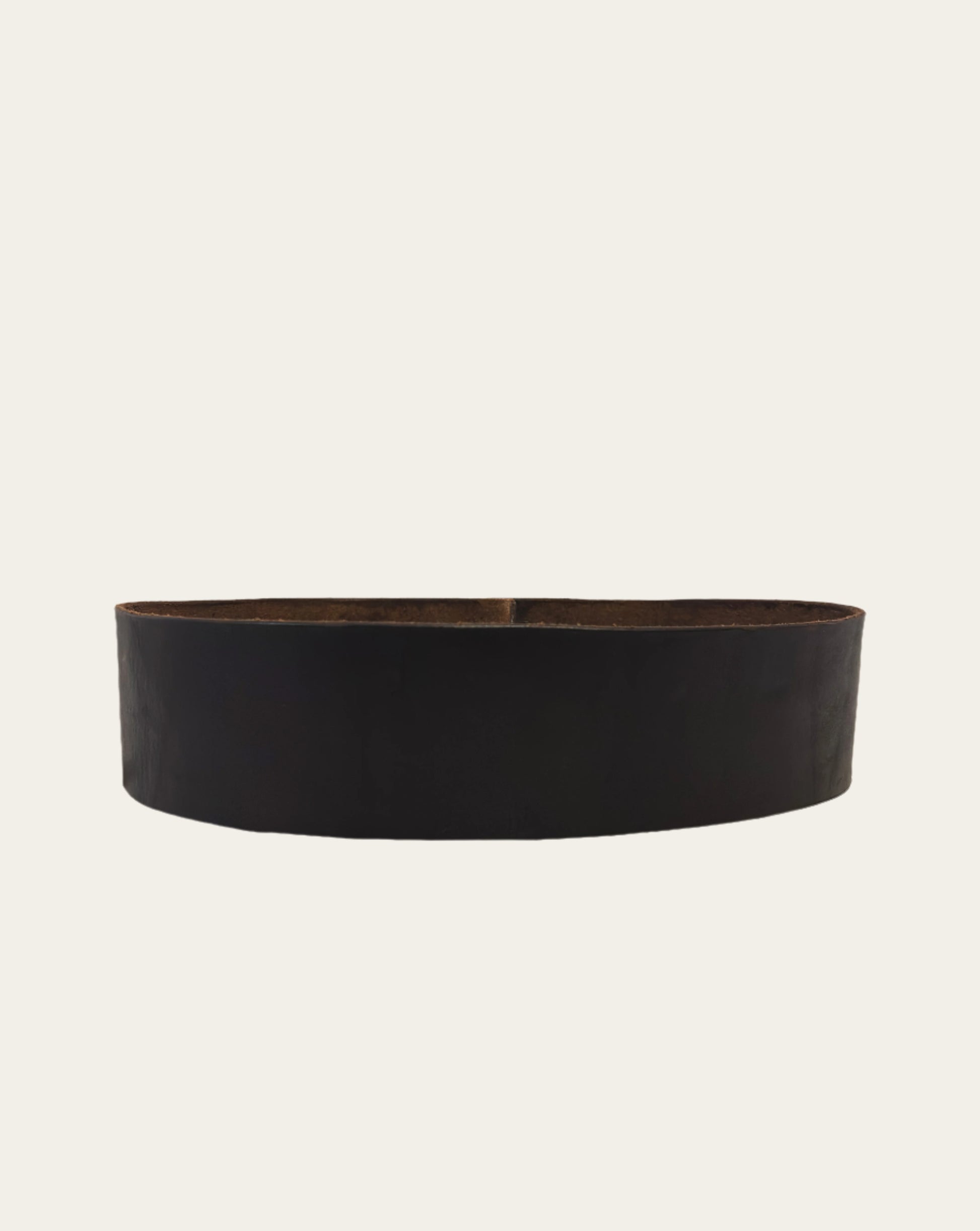 Wide Dark Brown Leather Belt with Double Circle Brass Buckle