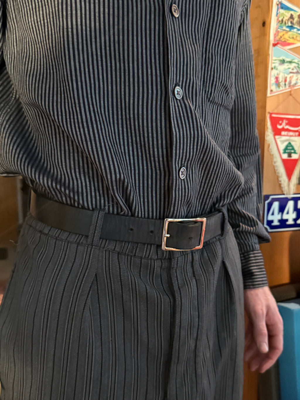 Black Signature Belt with Nickel Buckle